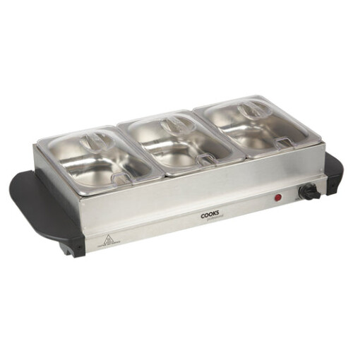 Cooks Professional Cooks Professional 3 Section Buffet Warmer | 4.5L | Silver