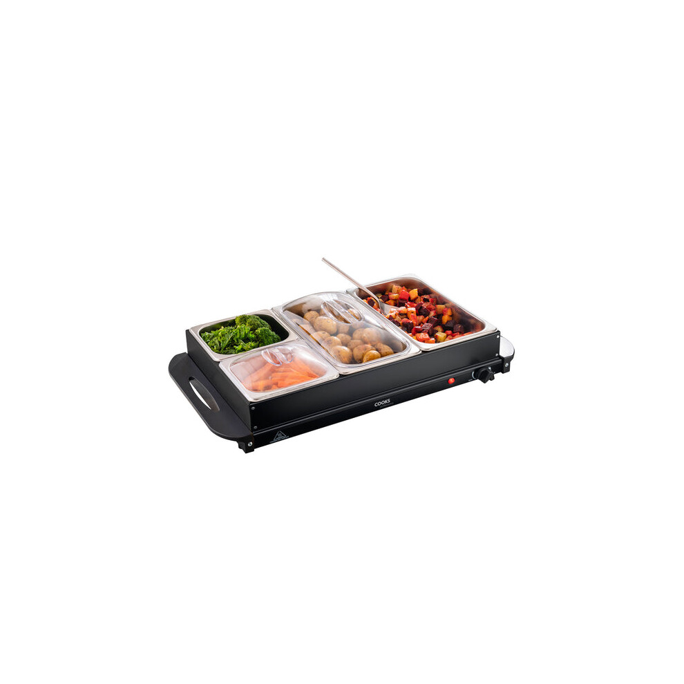 Cooks Professional 4 Section Buffet Warmer | 7.2L | Black
