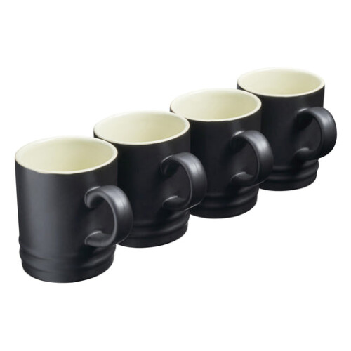 Cooks Professional Cooks Professional 4 Piece Mug Set | 350ml | Matt Black