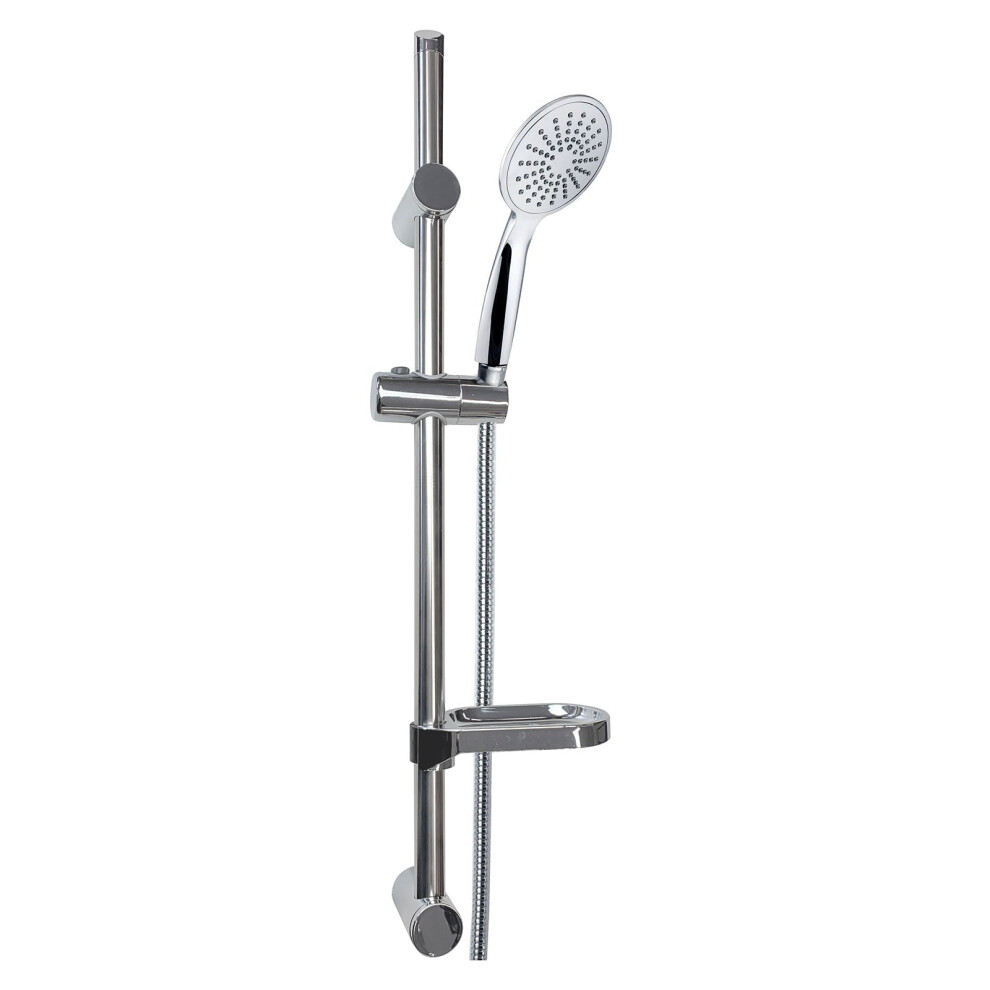 Euroshowers Silverspray Shower Head, Hose, Rail And Riser Shower Set
