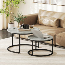(Not Specified) HOMCOM 2 Pcs Stacking Coffee Table Set Steel Frame