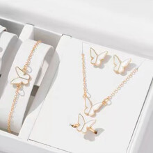 (White) Women\'s Butterfly Jewelry Set - Mother\'s Day Gift