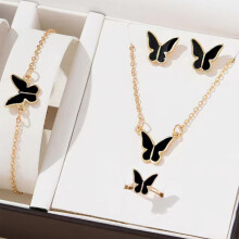 (Black) Women\'s Butterfly Jewelry Set - Mother\'s Day Gift