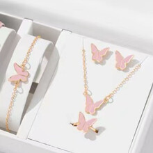 (Pink) Women\'s Butterfly Jewelry Set - Mother\'s Day Gift