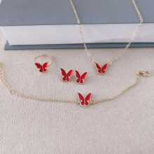 (Red) Women\'s Butterfly Jewelry Set - Mother\'s Day Gift