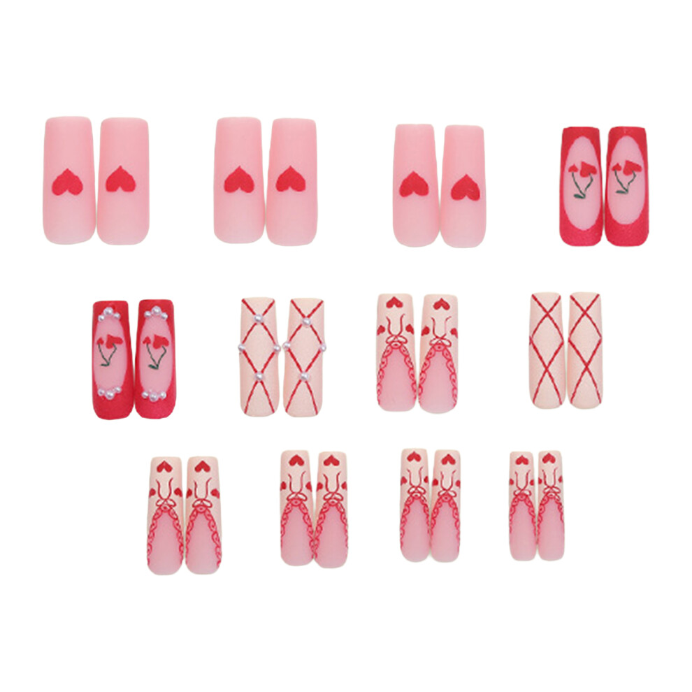 Dcph-Clothing 24Pcs Fake Nails Pearl Bowknot For Party Wedding