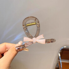 (Pink) Elegant Bowknot Hair Claw Clip for All Hair Types