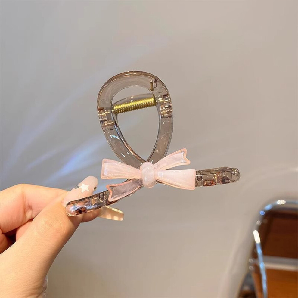 Photos - Hair Pin / Headband / Elastic Hair Tie  Elegant Bowknot Hair Claw Clip for All Hair Types(Pink)