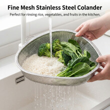 (Fine Mesh 36cm) Stainless Steel Kitchen Colander for Washing & Sieving