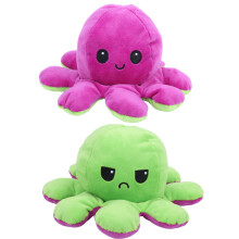 Wendbarer Oktopus-Plüschhund - Doppelseitiges Fischspielzeug, 20 x 10 cm, Lila/Grün