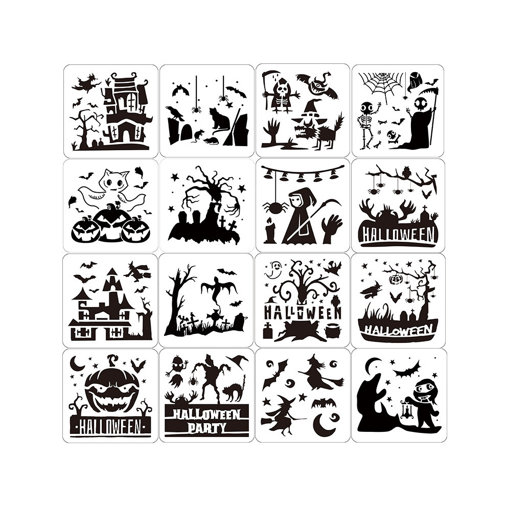 16Pcs Halloween Stencils, Reusable Pet For Diy Painting 6424024469416
