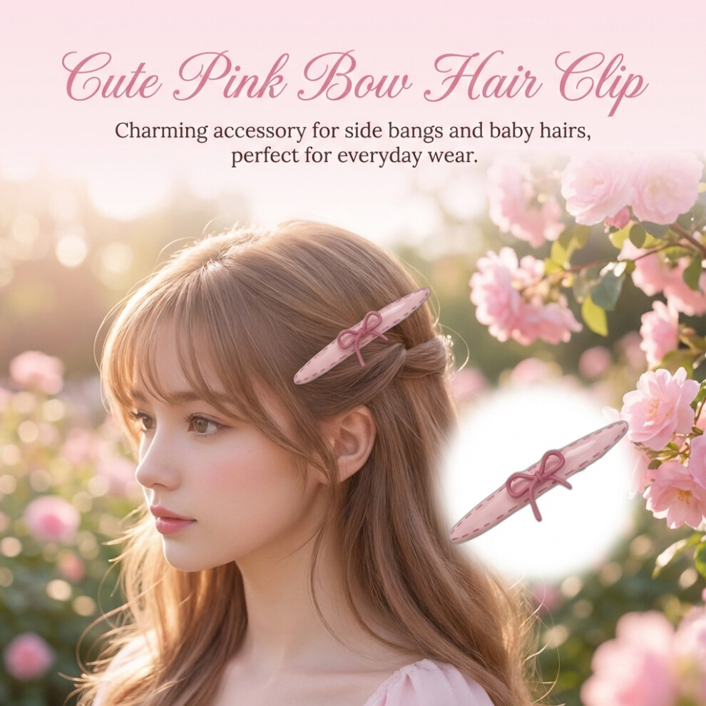 Reach-Tools Unisex Pink ( Clip Bow) Duckbill Hair Clip For Bangs