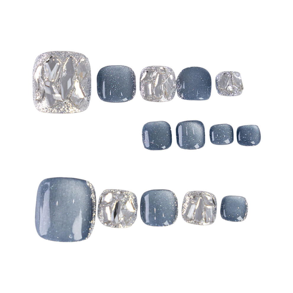 Dachuang Beauty Blue (M) Rhinestone Fake Nails For Manicure Lovers