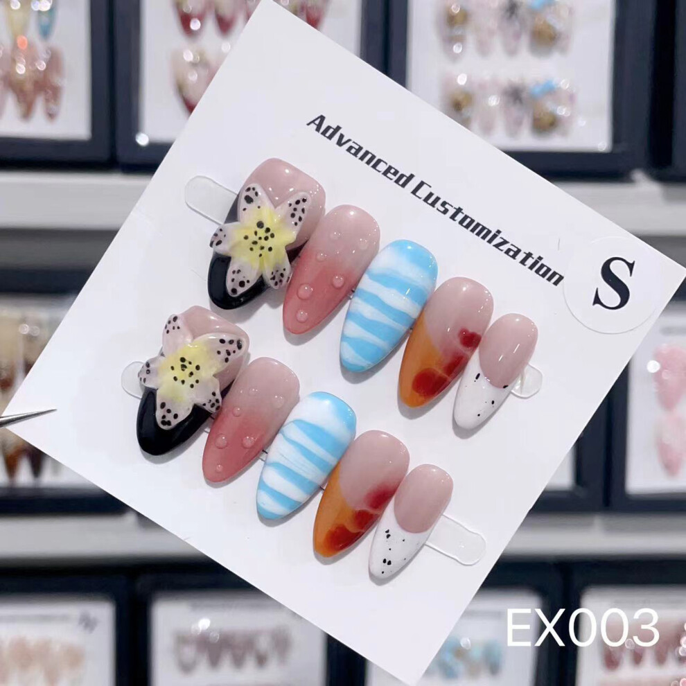 Roc-Electron (Ex003) Floral Spring Fake Nails - Sweet & Reusable