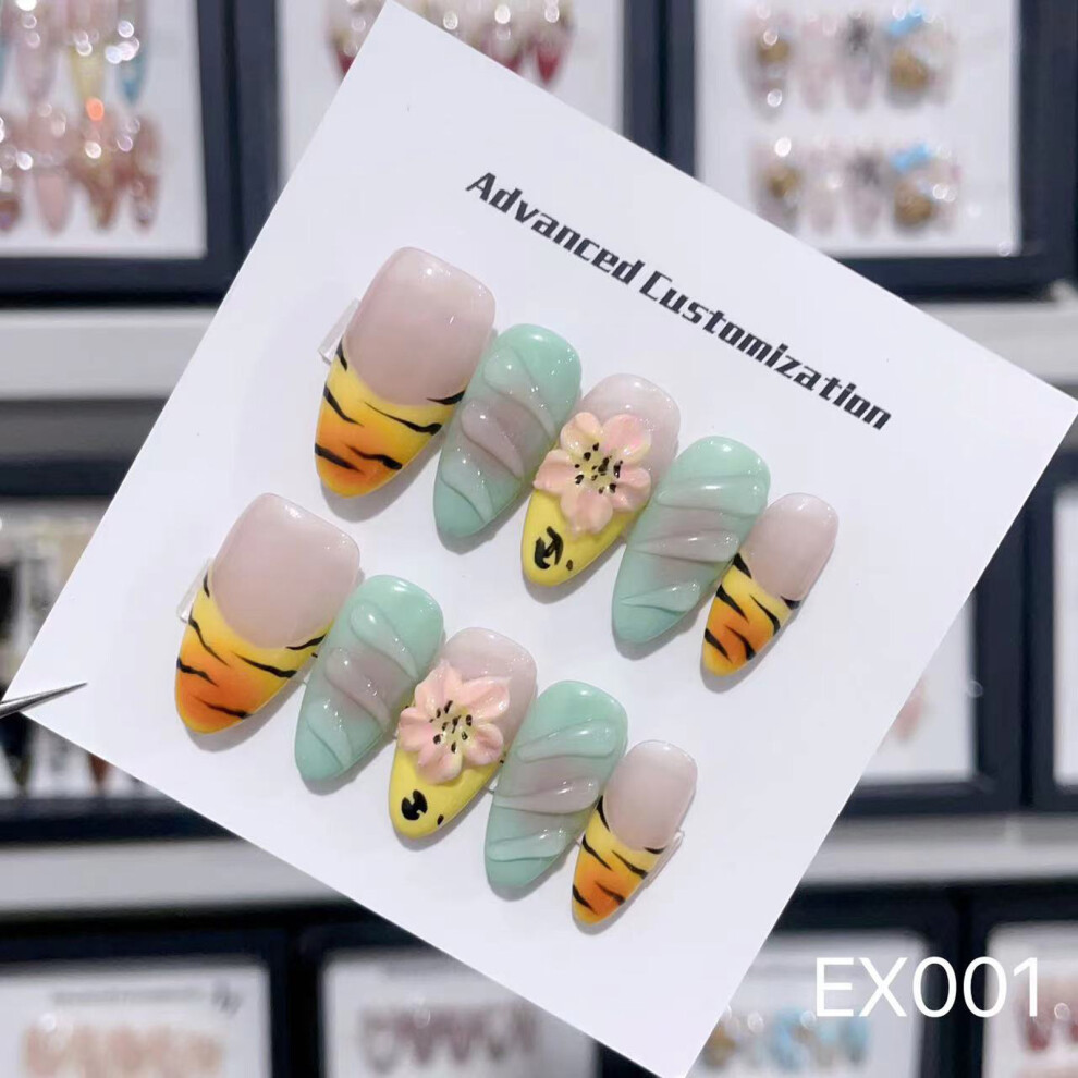 Roc-Electron (Ex001) Floral Spring Fake Nails - Sweet & Reusable