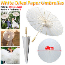 60cm White Paper Umbrellas Parasol Paper Umbrella Chinese Japanese Oiled Paper Umbrella Decorative DIY Painting Photo Props