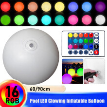 60/90cm Luminous LED Throwing Ball Luminous Ball Inflatable Swimming Pool Beach LED Ball Landscape Decor Garden Lawn Light