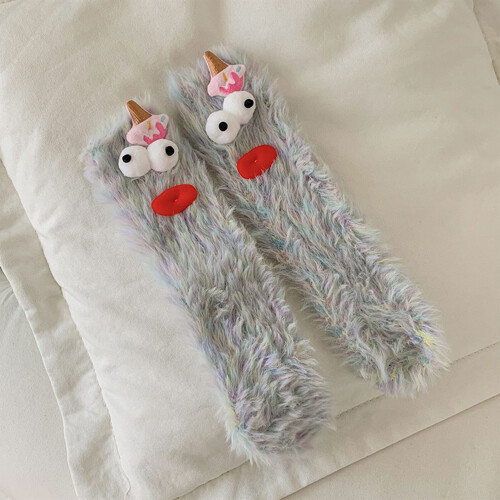 (Gray) Cozy Cartoon Slipper Socks for Winter 1