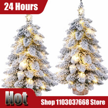 Sculpture Snow Flocked Christmas Tree Plush Tree Enthusiast Mini Fake Christmas Tree with LED Lights for Christmas Themed Partie