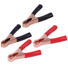 4pcs Cell Alligator Clamp Connector Copper-plated 50A Inverter Special Clip Eco Insulated Handle Practical for Electron Industry