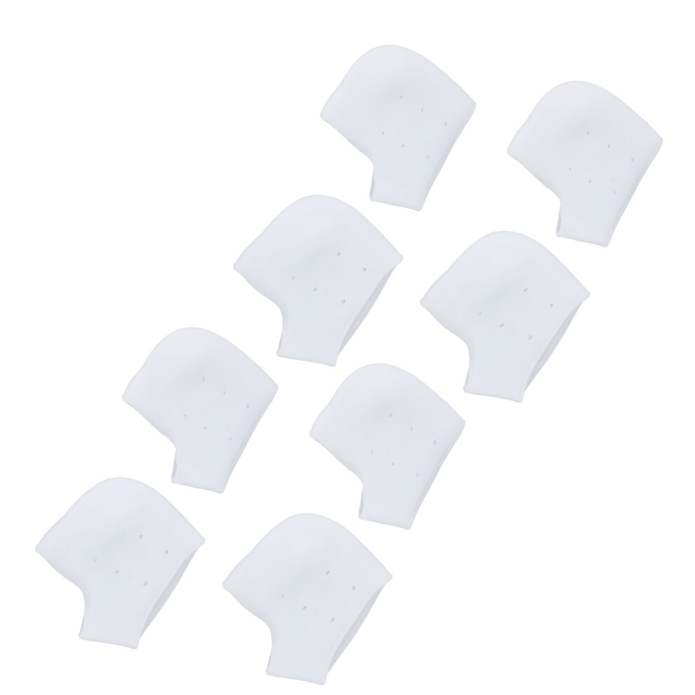 4 Pairs Silicone Heel Protectors, Breathable, White, Heel Guards for Plantar Fasciitis