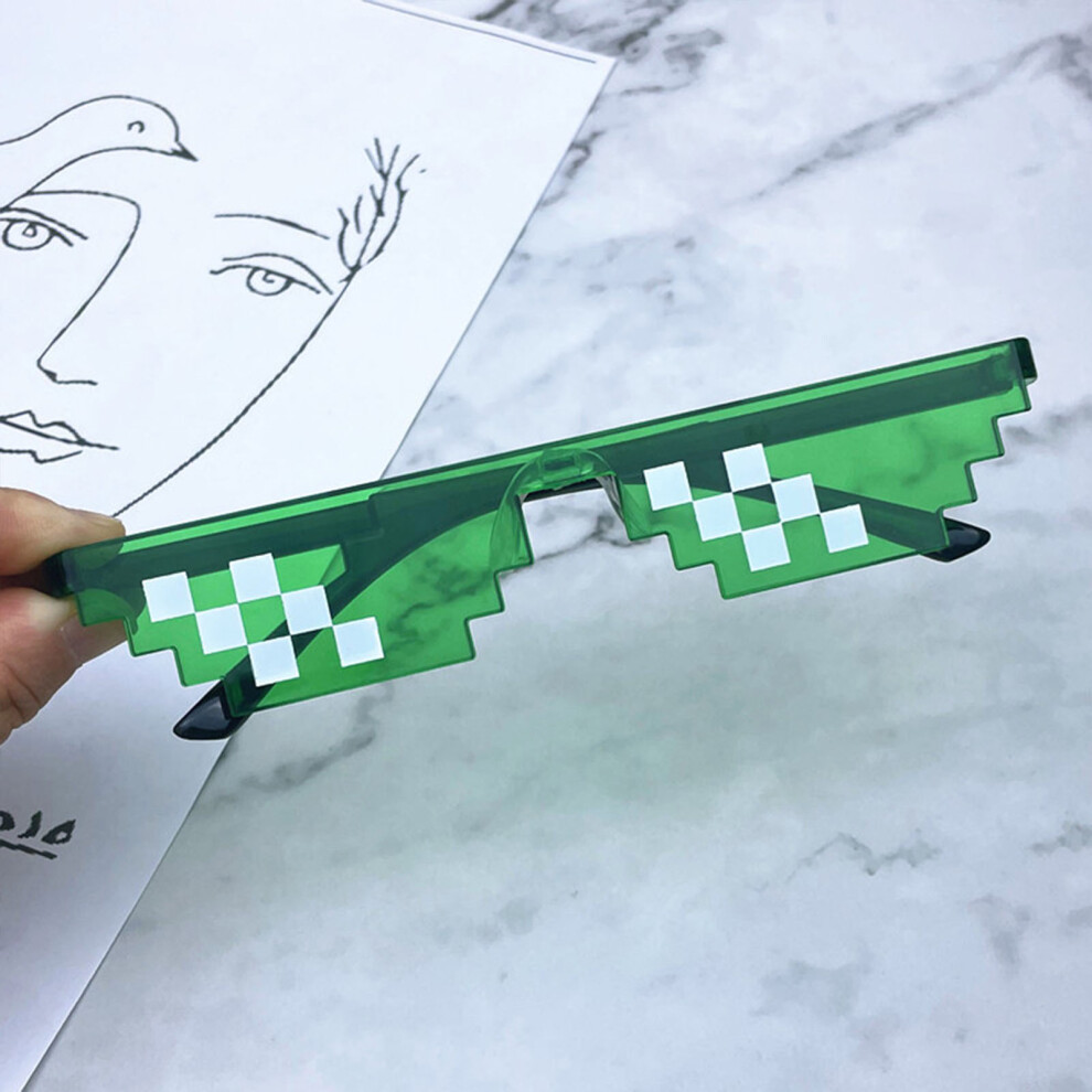 Bright-Home (Integrated Double Row Green) Mosaic Sunglasses, Bungee Jumping, Funny Children\'S Sunglasses, Funny Social People, Sand Sculpture, Pixel Eyes