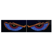 1 Pair LED Car Dynamic Devil Eye Light Sticker USB Car Evil Eyes Warning Lamp Car Windshield Eye Lights,B