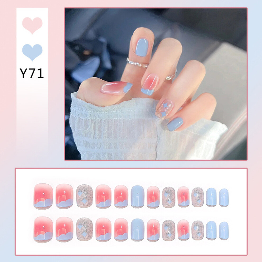 Dachuang Beauty (Jelly Glue Model) 24Pcs Colorful Gradient Fake Nails With Adhesive