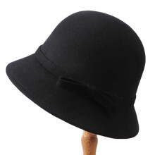 (Black) Wool Bucket Hat for Women Winter Warm Brimmed