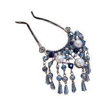 (Blue) Pearl Tassel Hair Sticks for Hanfu & Parties