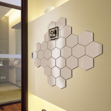 (Silver) Hexagonal Mirror Sticker for Wall Decor