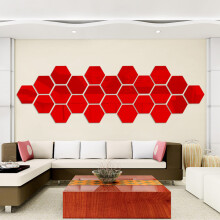 (Mirror Red) Hexagonal Mirror Sticker for Wall Decor