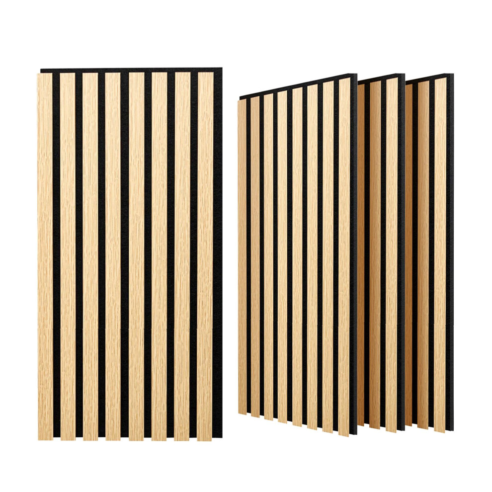 Geezy Acoustic Wall Panels 4 Pc Wood Panelling Mdf Slat Sound Absorbing Living Room