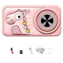Caméra HD 1080p pour Tout-Petits, Écran 2,4 Pouces, Autofocus, Mignon Dessin Animé, MP3, Vidéo, Selfie, Cadeau de Noël ou D'Anniversaire, Rose