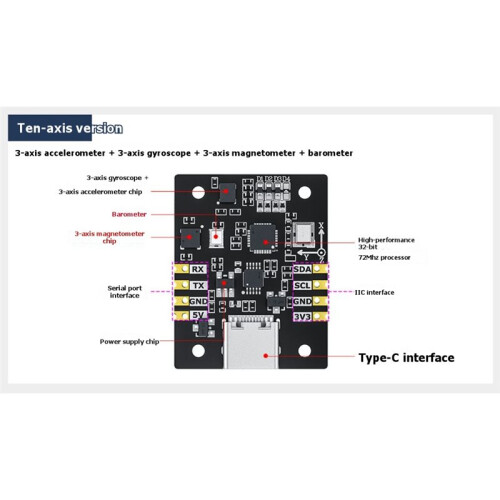 IMU High-Precision Attitude Sensor Module 10-Axis AHRS Attitude Calculation Support for ROS Robot, Drone, , STM32 2
