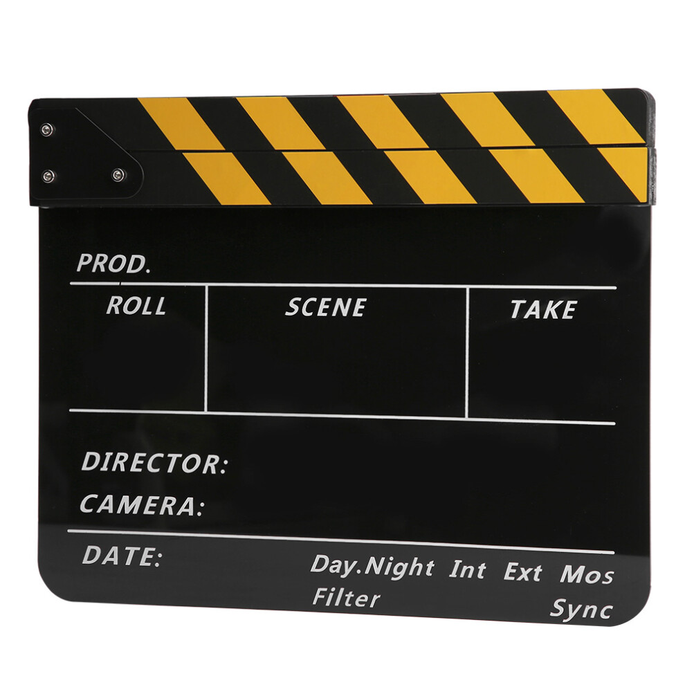 Acrylic 30X25cm Clapperboard Director Movie Film Prop Striped Yellow 7891391933359