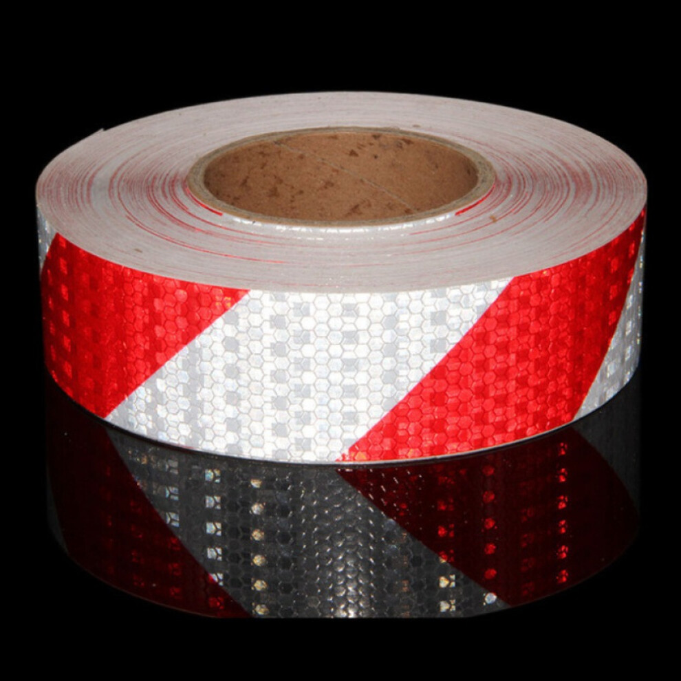 2 Inch X 32.8 Feet Reflective Tape Self Adhesive Red White Safety Reflective Stickers Twill Printing Shining Warning Tape Car 6935161637854