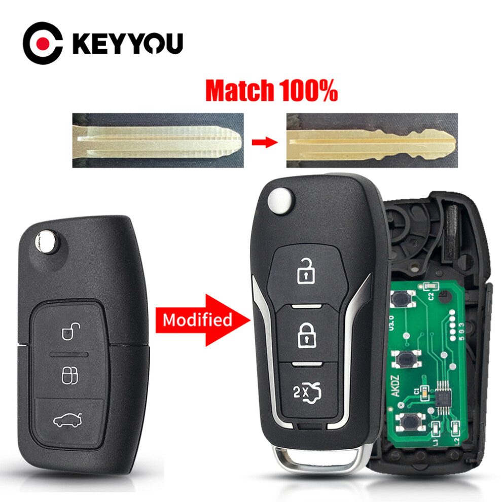 With Cutting Service 433Mhz Car Remote Key For Ford Fusion Focus Mondeo Fiesta Galaxy Hu101/Fo21 Blade Vehicle Flip Key 6935161707441