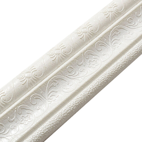 (White, B) 3D Skirting Line, Mildew-Proof & Easy Clean