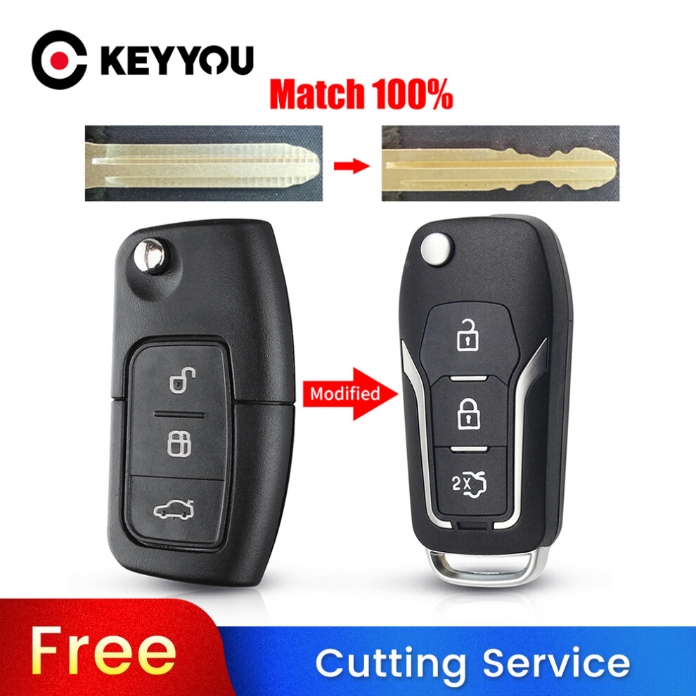 With Cutting Service 3Btn Car Remote Key Fob Shell Case For Ford Fiesta Focus 2 Ecosport Kuga Escape C Max Ka Fob Hu101 6935161707434