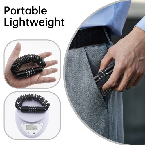 Portable Mini Retractable 4 Digit Coded Combination Helmet Lock for Motorcycle Bicycle Stroller Scooter Steel Passcode Lock 2