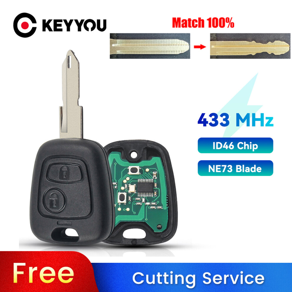 With Cutting Service 2 Buttons Ne73 Blade Remote Key Fob For Peugeot 206 207 433Mhz With Pcf7961 Vehicle Key 6935161707380