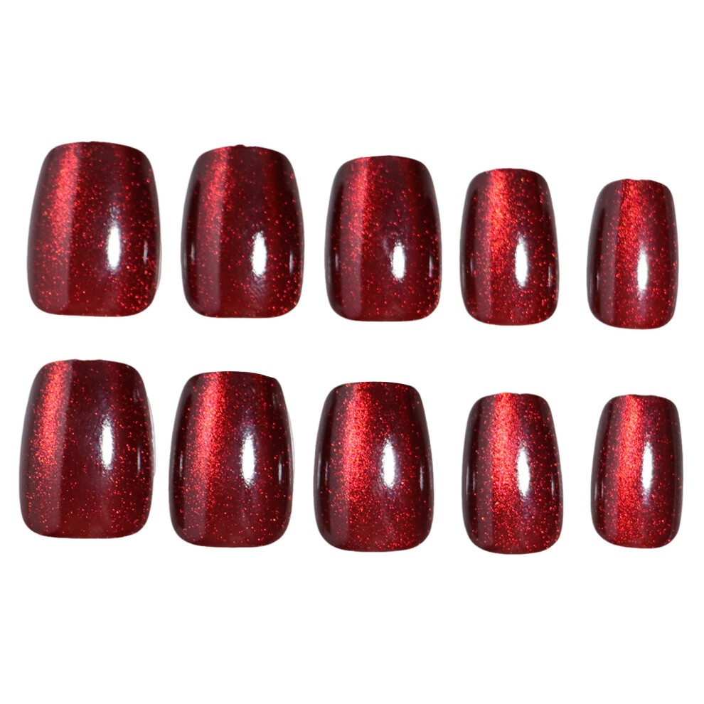 Dachuang Beauty Red Glamorous Glitter Press-On Nails, Almond Shape, Salon Quality