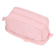 Large Capacity Canvas Pencil Case Dual Opening Pink, Portable & Durable