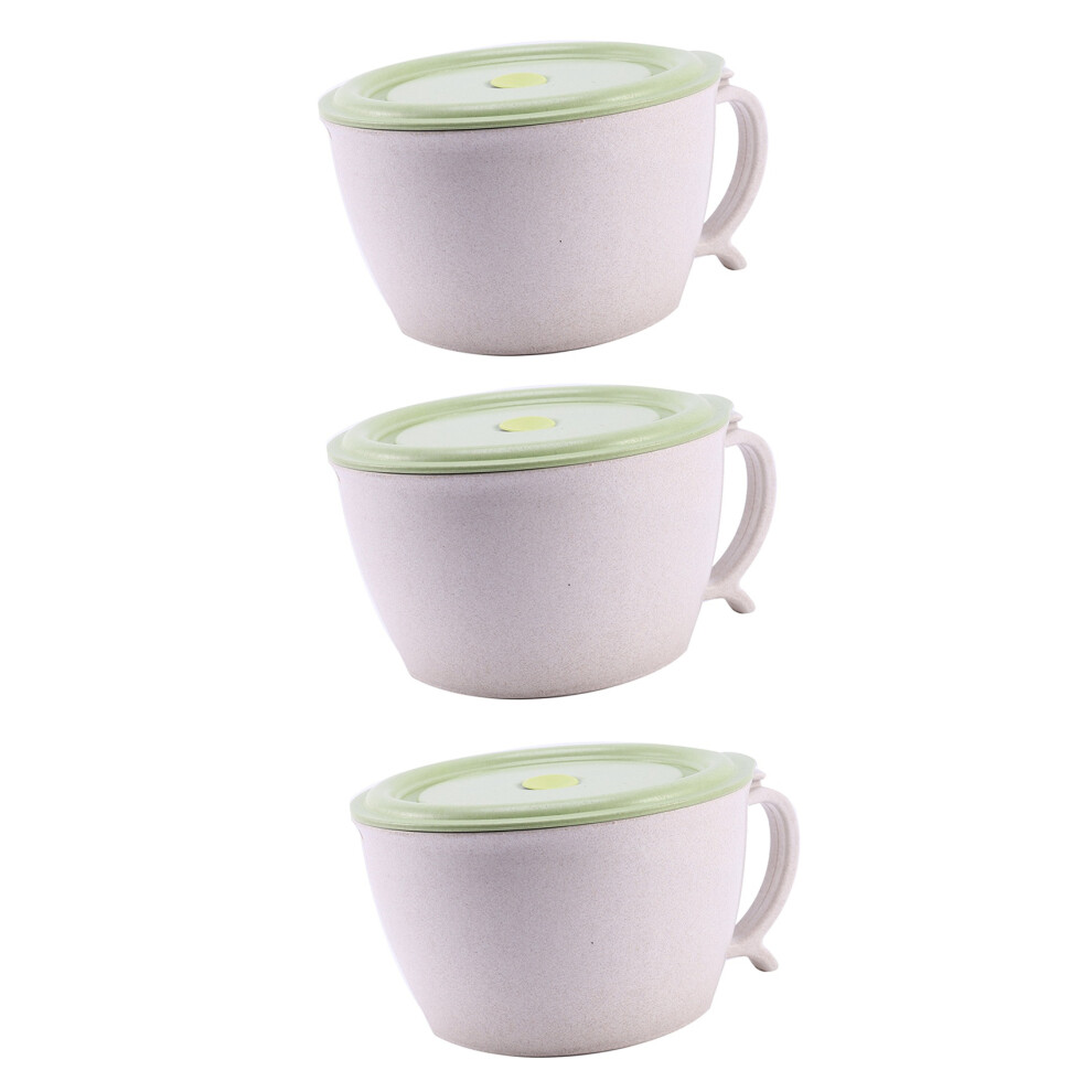 3X Microwave Noodle Bowls With Lid-40 Oz Large Wheat Straw Soup Mug With Phone Holder-Microwave&Dishwasher Safe 4711899773406