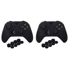 Studded Silicone Cover for One X & One S Controller X 2 with Pro Thumb Grips 16 Pieces(Black)