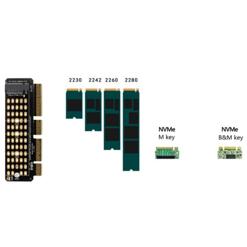 2X M.2 NVME Till PCI-E 4.0-Adapterkort M.2 M-KEY-Kortplats Stöder 1U-Server