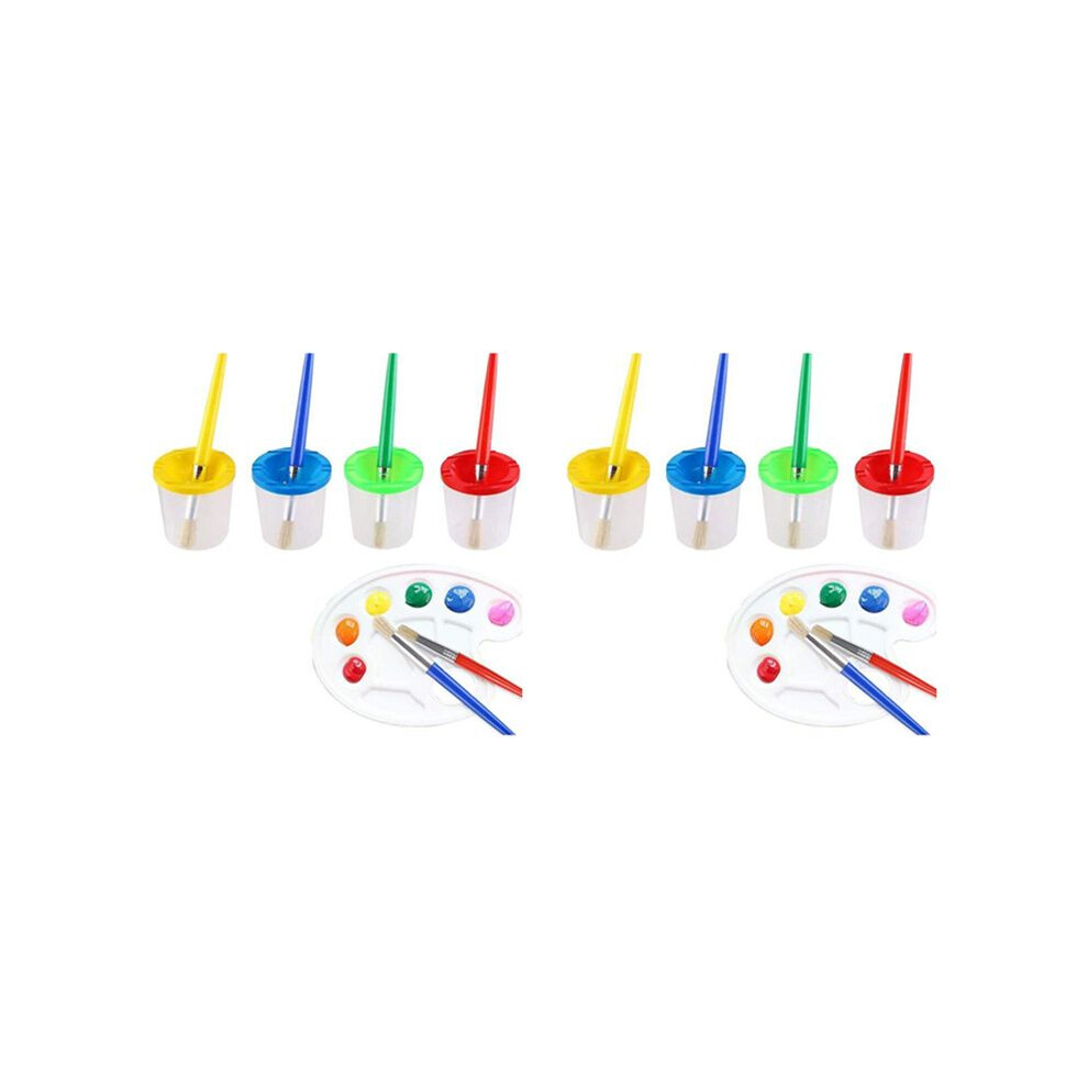 18 Pcs No Spill Paint Cups Set with Paint Brushes and Paint Tray Palette, Paint Cups with Lids for Kids Art Painting-image-OPC-PWJKHQV-NEW