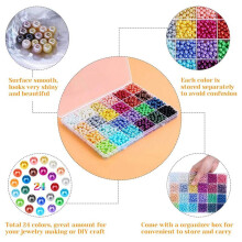 5040Pcs 6mm 24 Colors Round Pearls Beads with Holes for Jewelry Making Loose Spacer Beads for DIY Crafts Jewelry Making