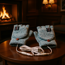 (Heating Green) USB Heated Gloves, Touchscreen, Winter Riding